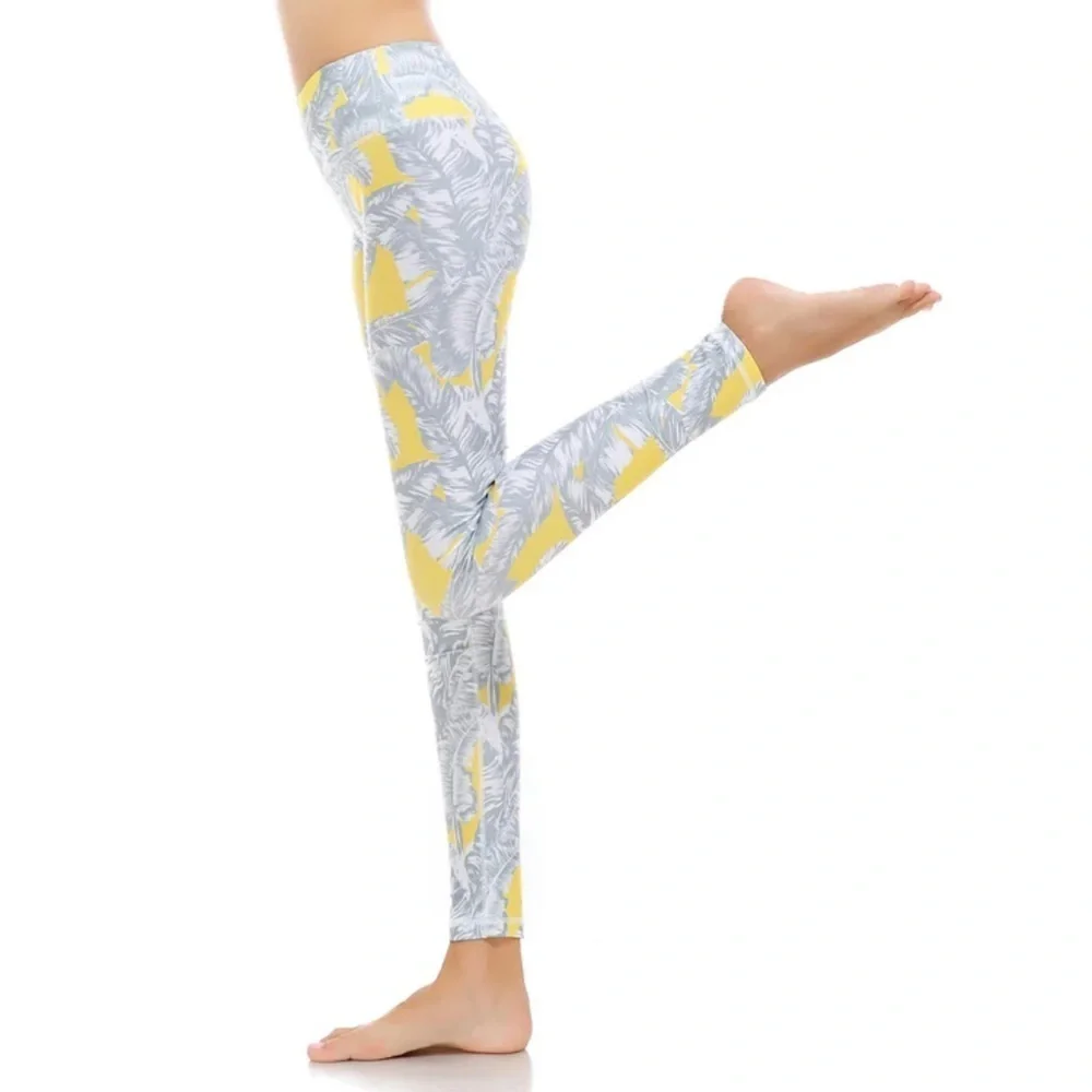 Alo Yoga Airbrush Palm-Printed Sport Leggings Size M 28” Inseam Full Length EUC